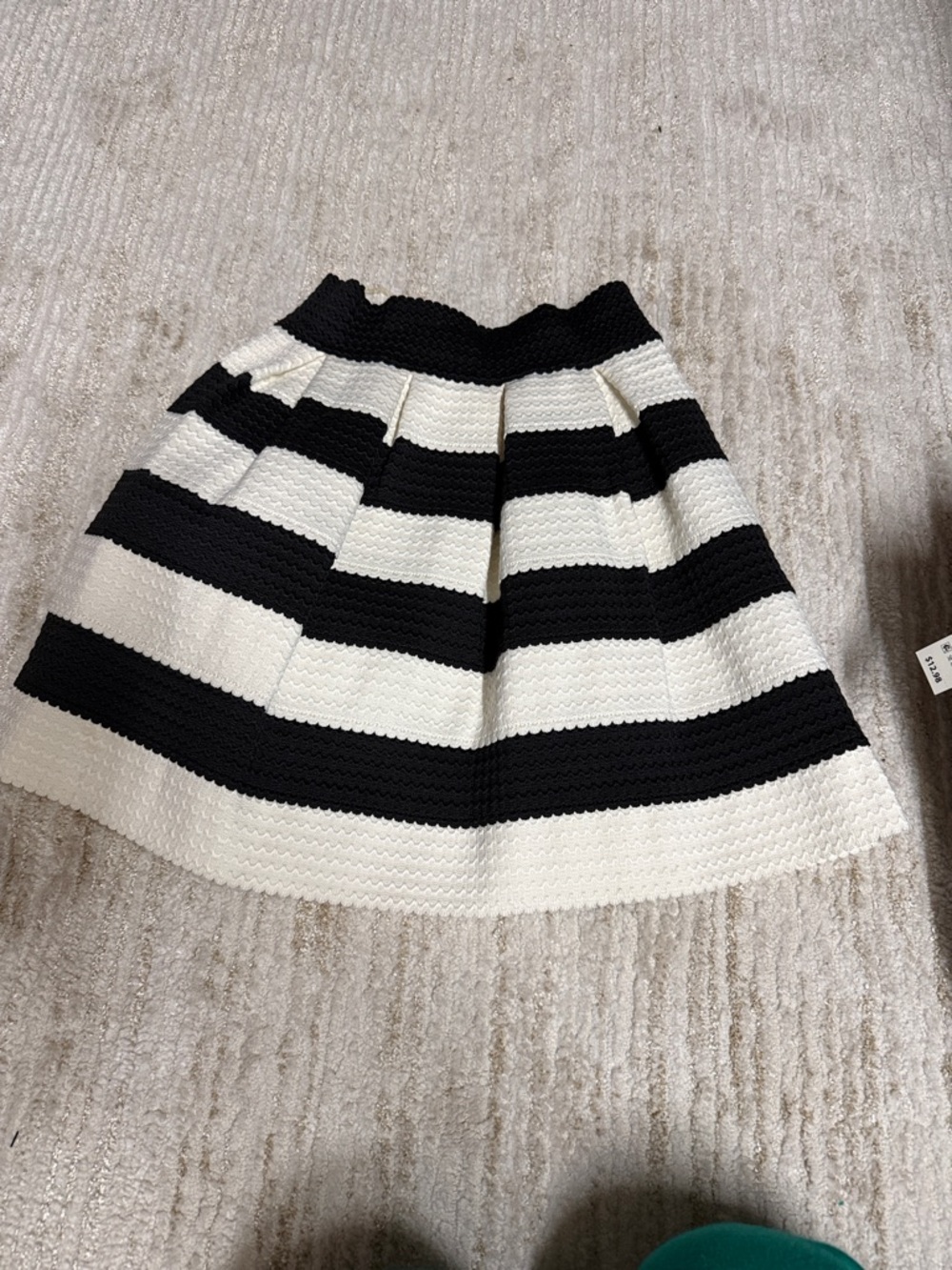 Windsor Black and White Striped Pleated Mini Skirt